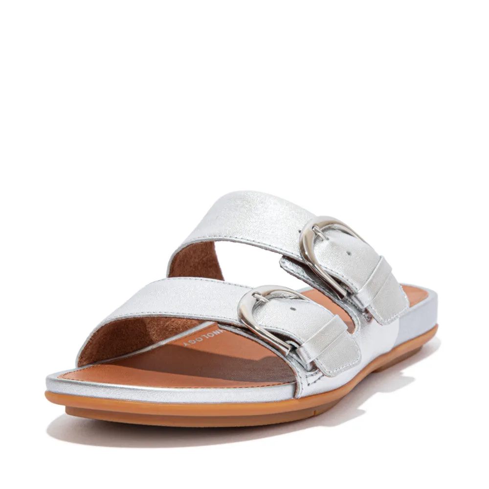 FitFlop GRACIE Buckle Two-Bar Leather Slides