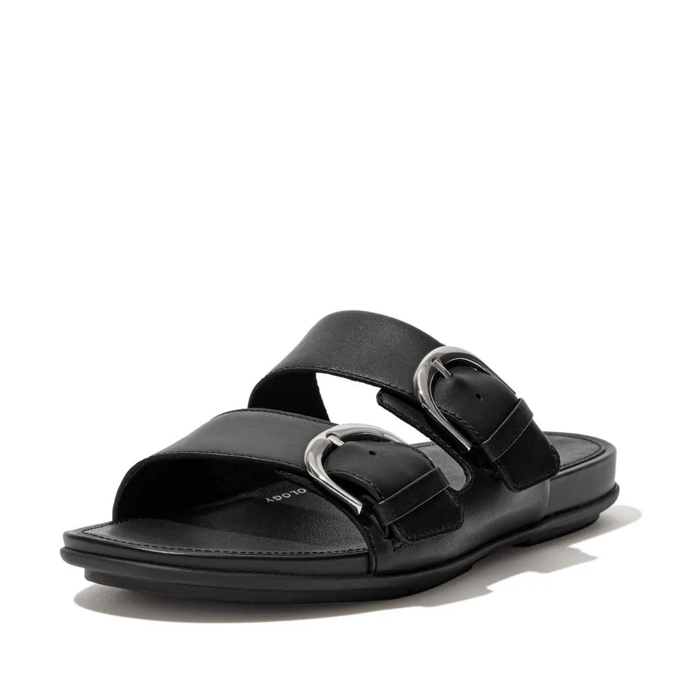 FitFlop GRACIE Buckle Two-Bar Leather Slides