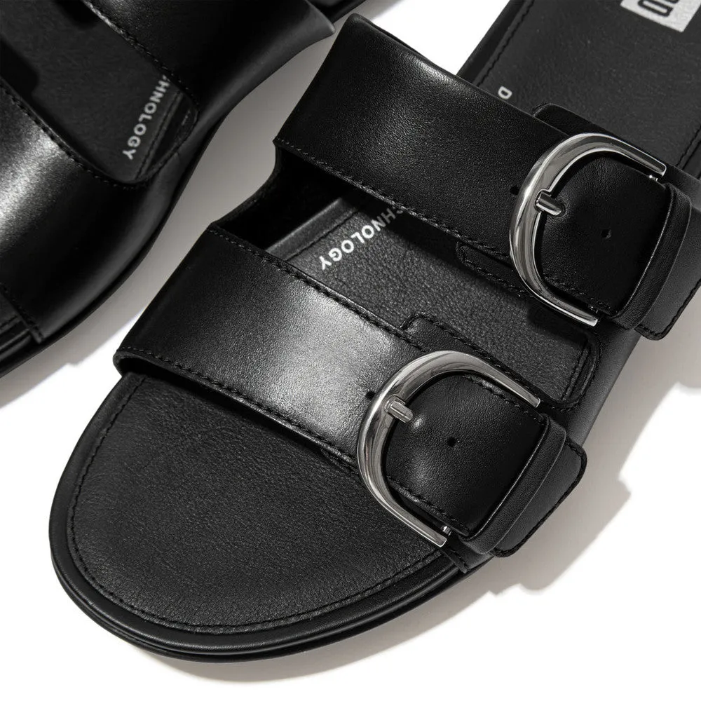 FitFlop GRACIE Buckle Two-Bar Leather Slides