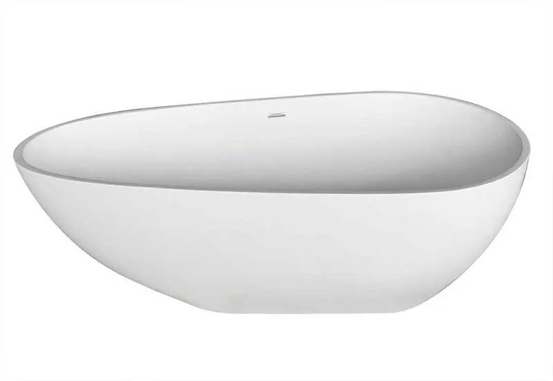 Fiume 67 in. One Piece Anzzi Stone Freestanding Bathtub in White