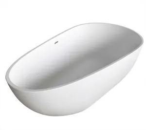 Fiume 67 in. One Piece Anzzi Stone Freestanding Bathtub in White