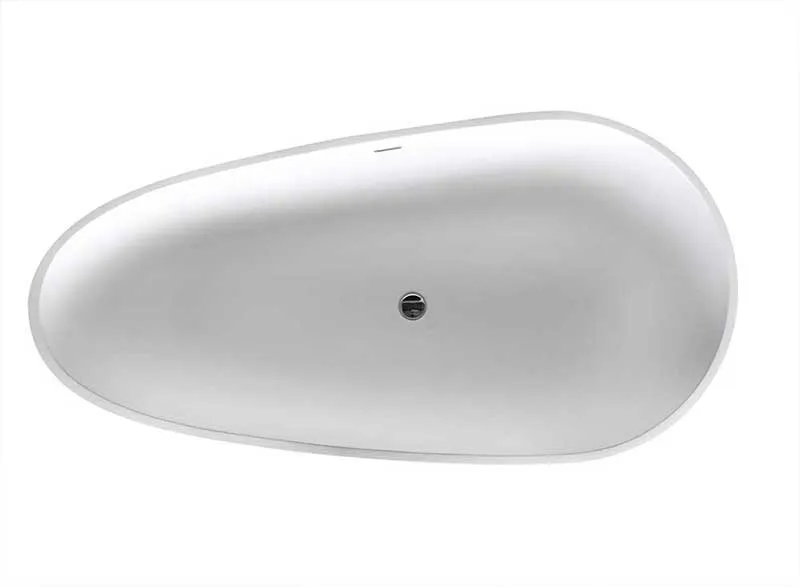 Fiume 67 in. One Piece Anzzi Stone Freestanding Bathtub in White