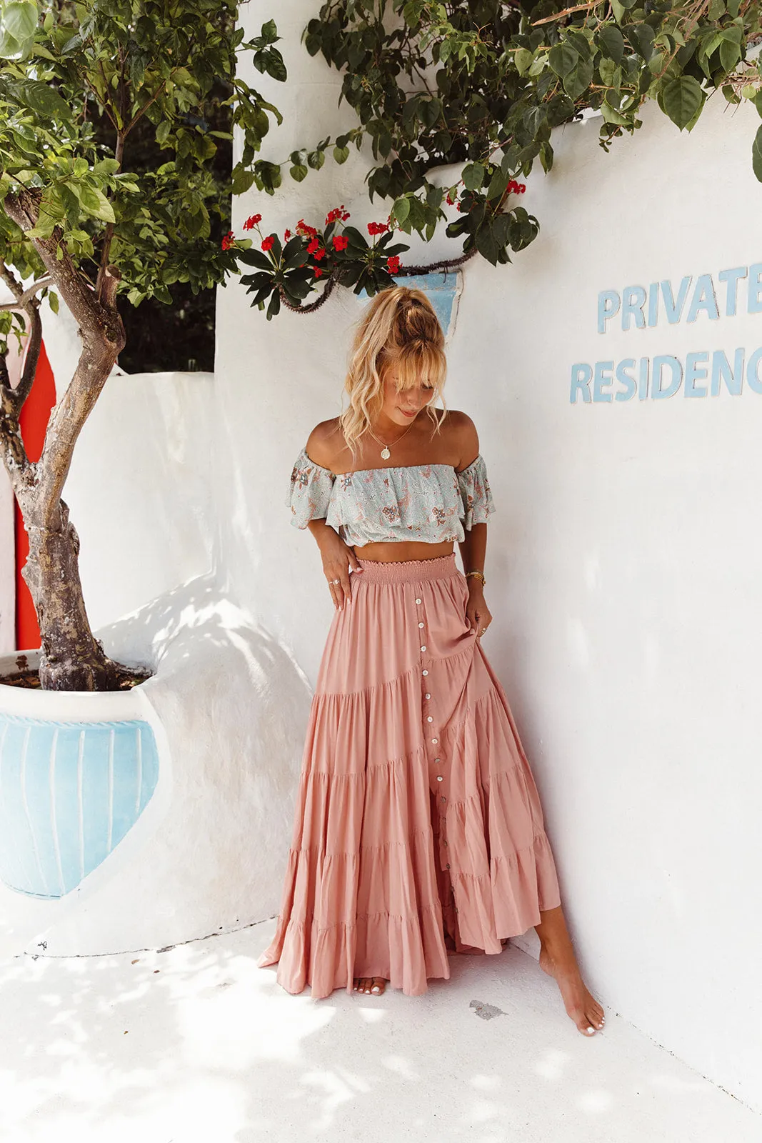 Flora Bloom Maxi Skirt - Pink