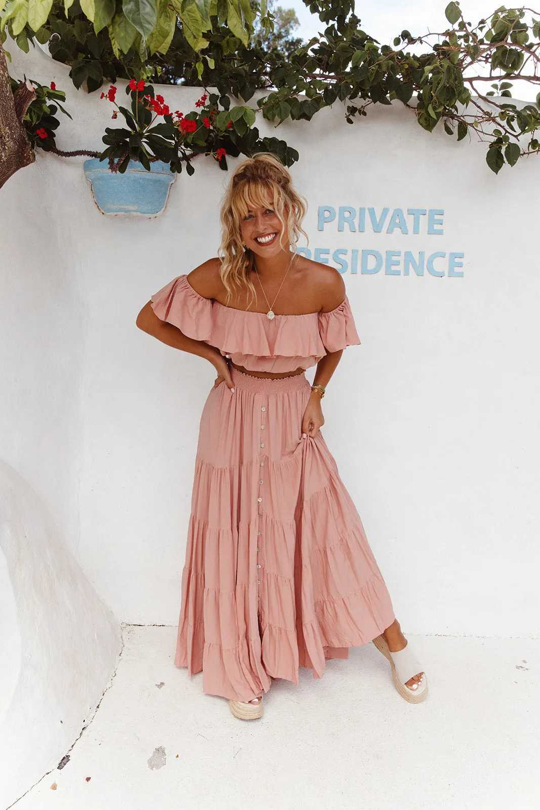 Flora Bloom Maxi Skirt - Pink