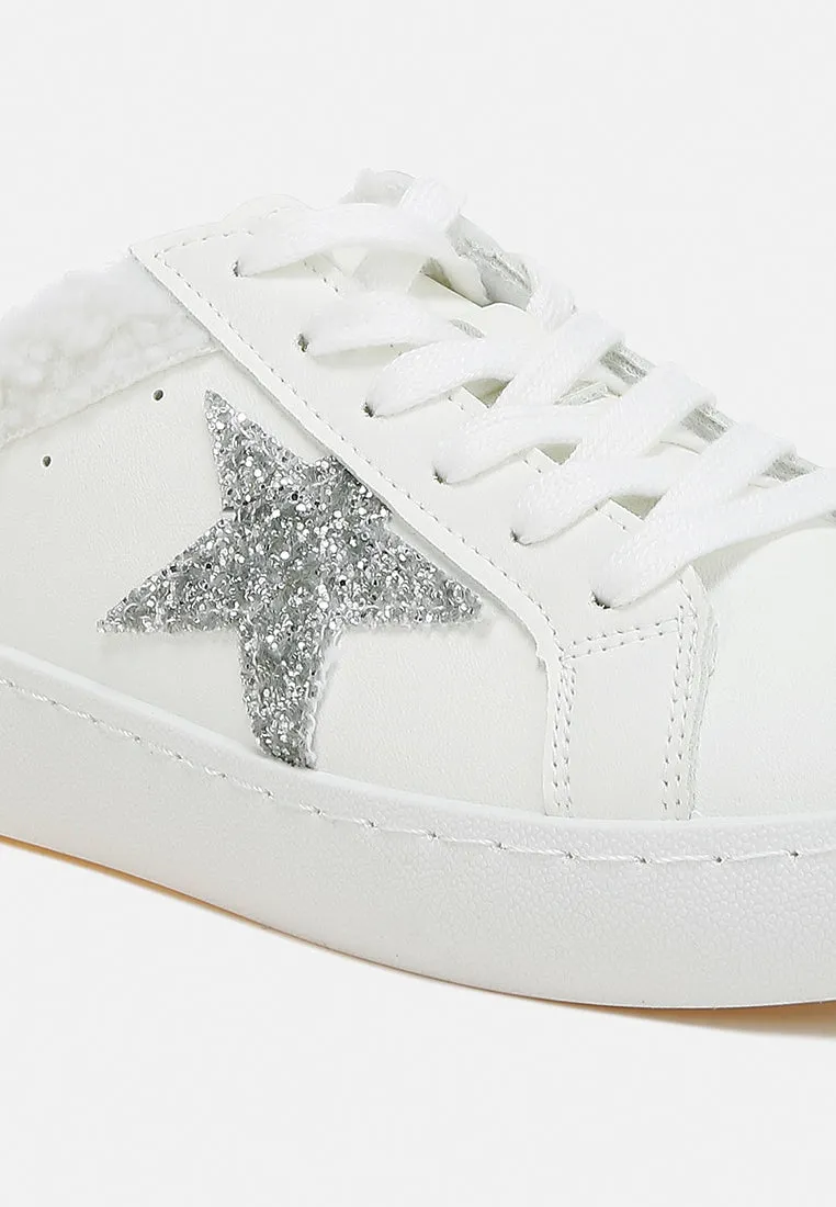 fur collar slip on sneakers by RUW