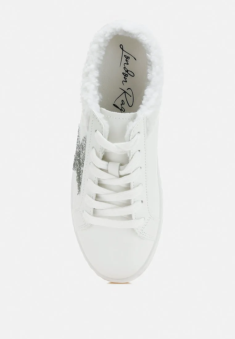 fur collar slip on sneakers by RUW