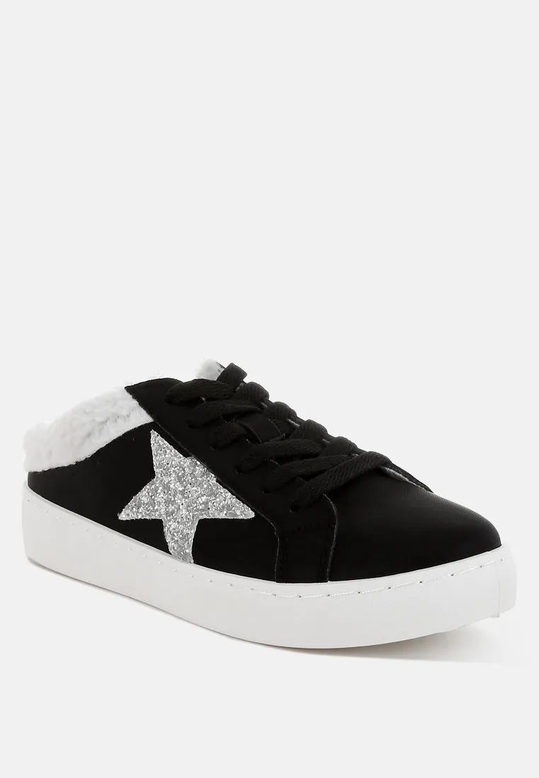 fur collar slip on sneakers by RUW