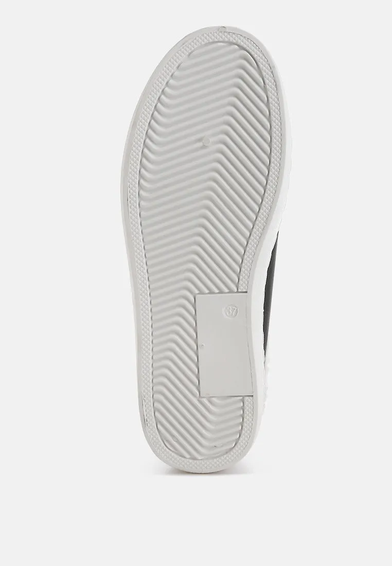 fur collar slip on sneakers by RUW