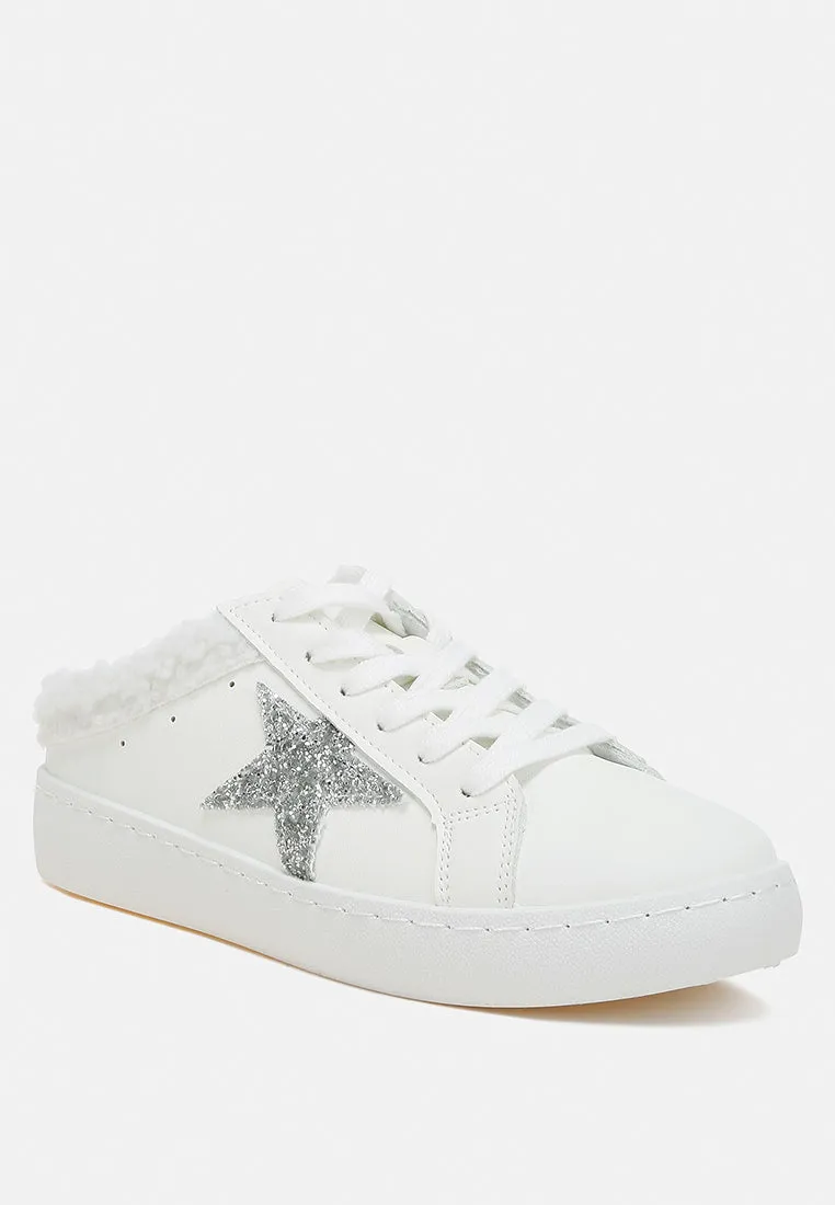 fur collar slip on sneakers by RUW