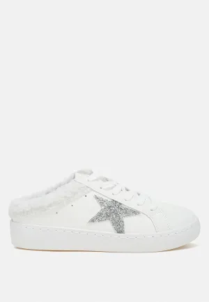 fur collar slip on sneakers by RUW