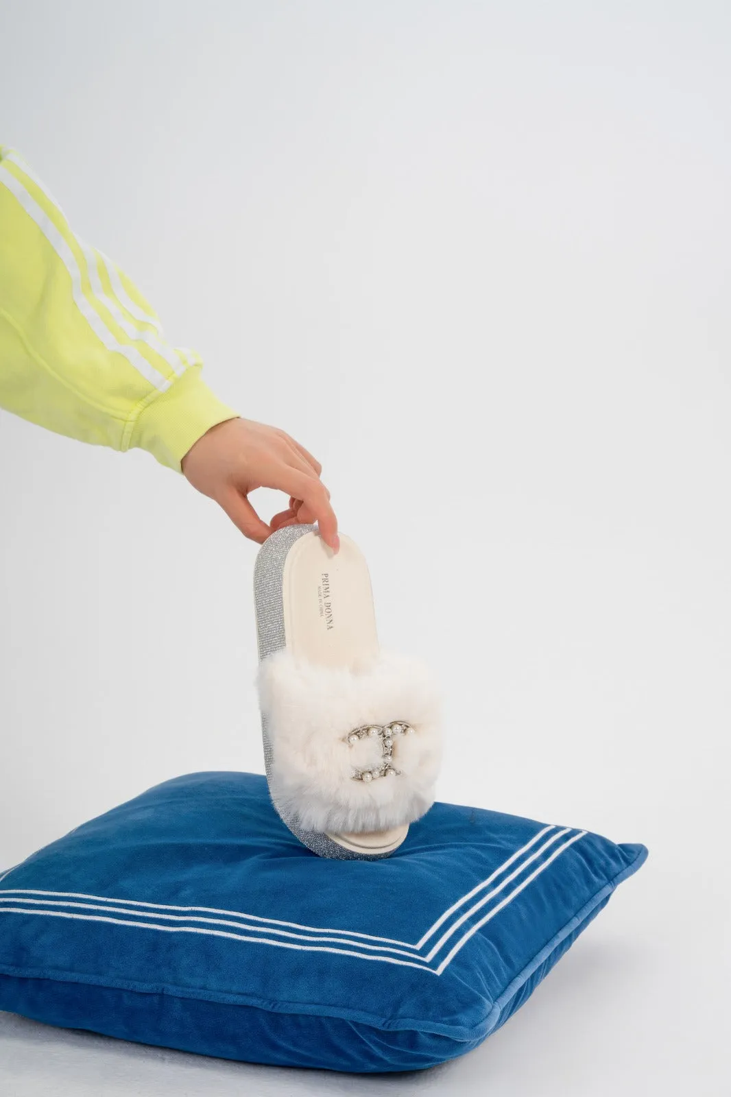 Fur slide slipper Woman FUR9 White