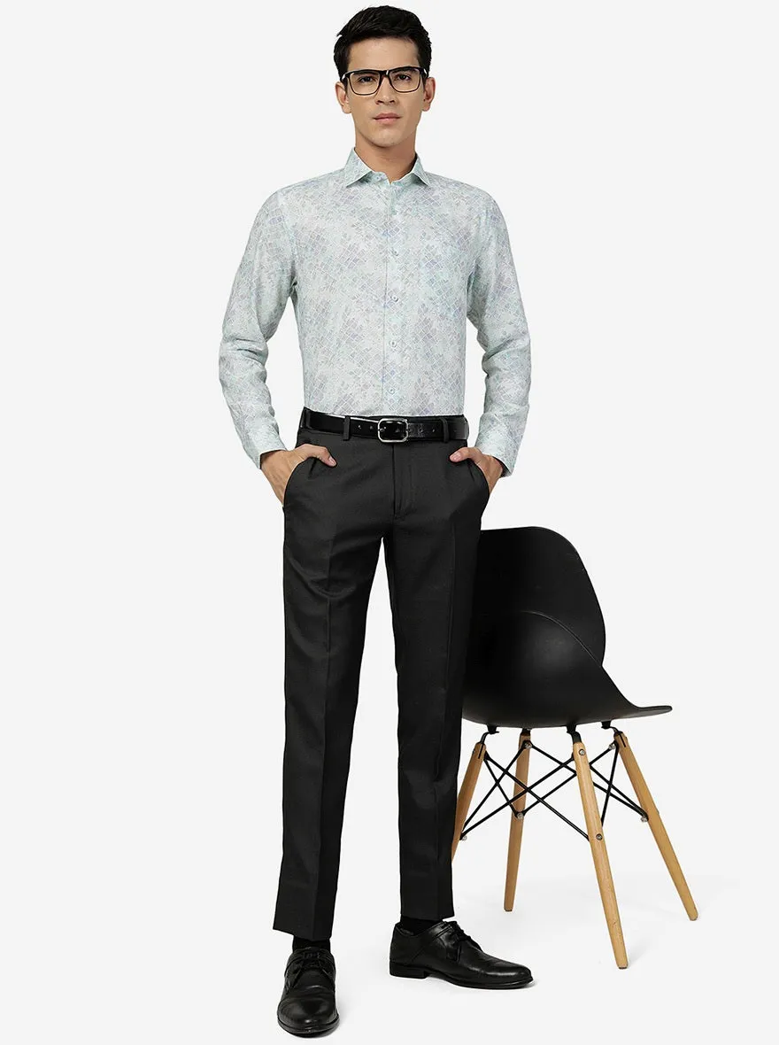 Green Printed Regular Fit Formal Shirt | JadeBlue