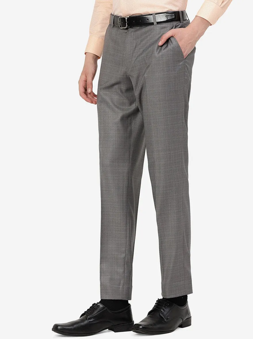 Grey Solid Classic Fit Formal Trouser | JadeBlue