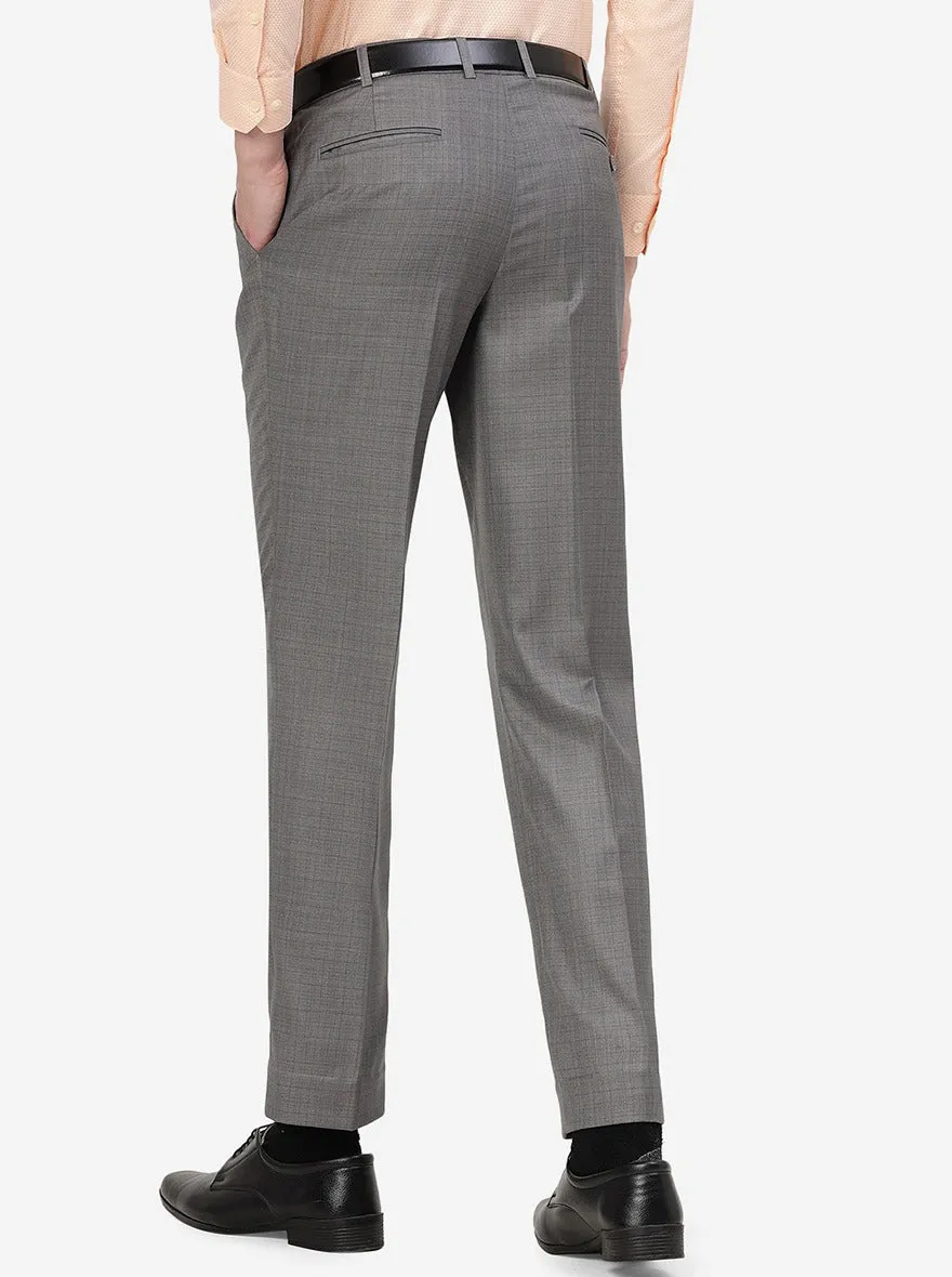 Grey Solid Classic Fit Formal Trouser | JadeBlue