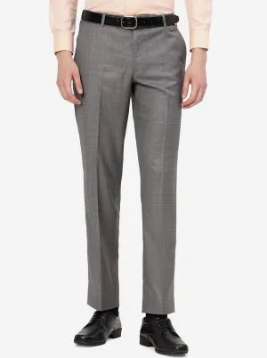 Grey Solid Classic Fit Formal Trouser | JadeBlue