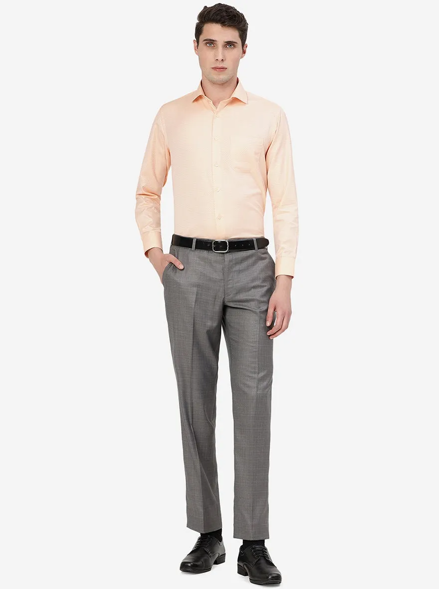 Grey Solid Classic Fit Formal Trouser | JadeBlue