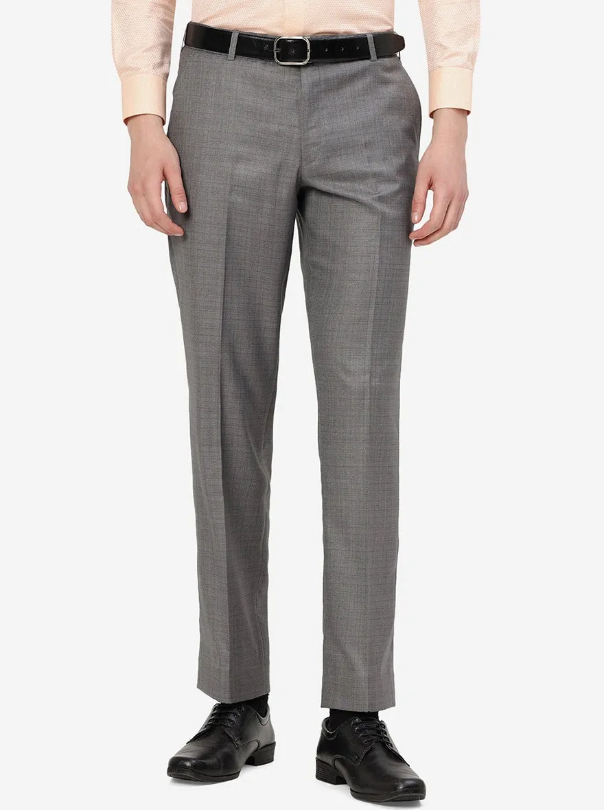 Grey Solid Classic Fit Formal Trouser | JadeBlue