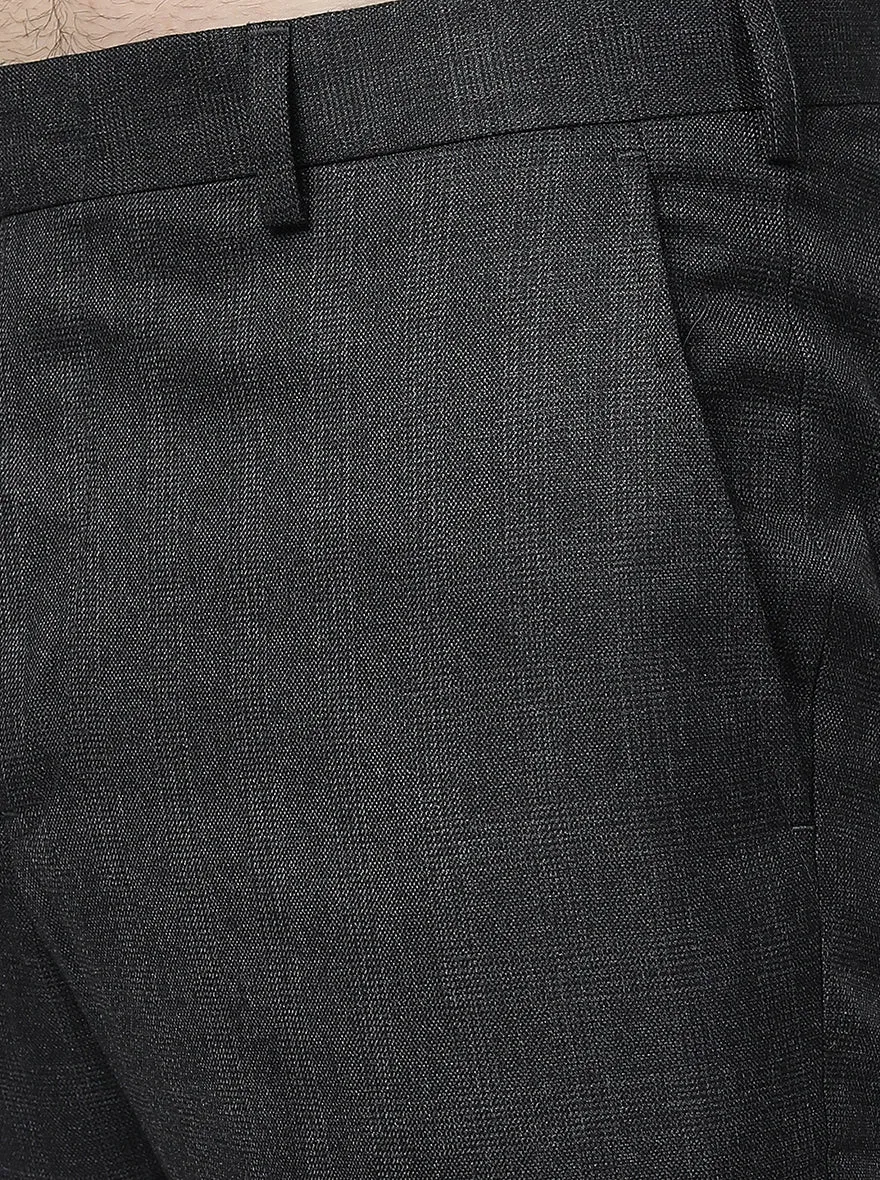 Grey Solid Slim Fit Formal Trouser | Metal