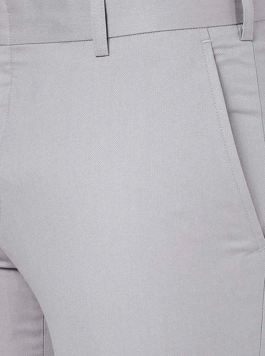 Grey Solid Slim Fit Formal Trouser | Metal