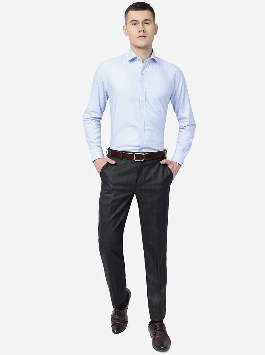 Grey Solid Slim Fit Formal Trouser | Metal