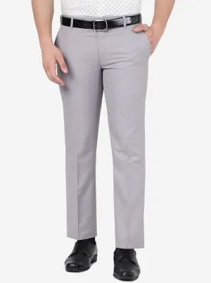 Grey Solid Slim Fit Formal Trouser | Metal