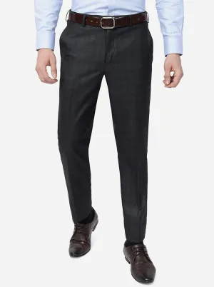 Grey Solid Slim Fit Formal Trouser | Metal