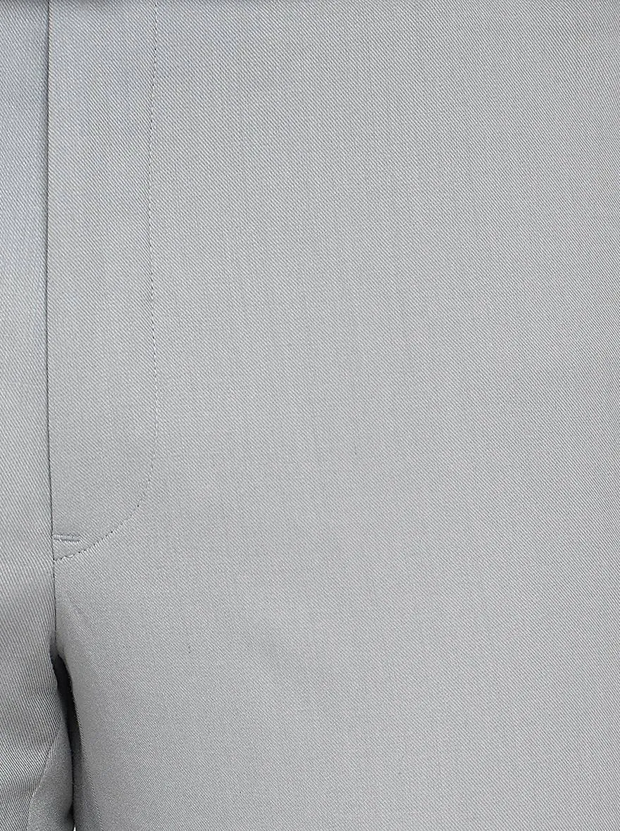 Grey Solid Slim Fit Formal Trouser | Metal