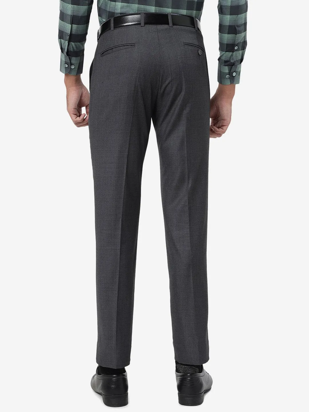Grey Solid Slim Fit Formal Trouser | Metal