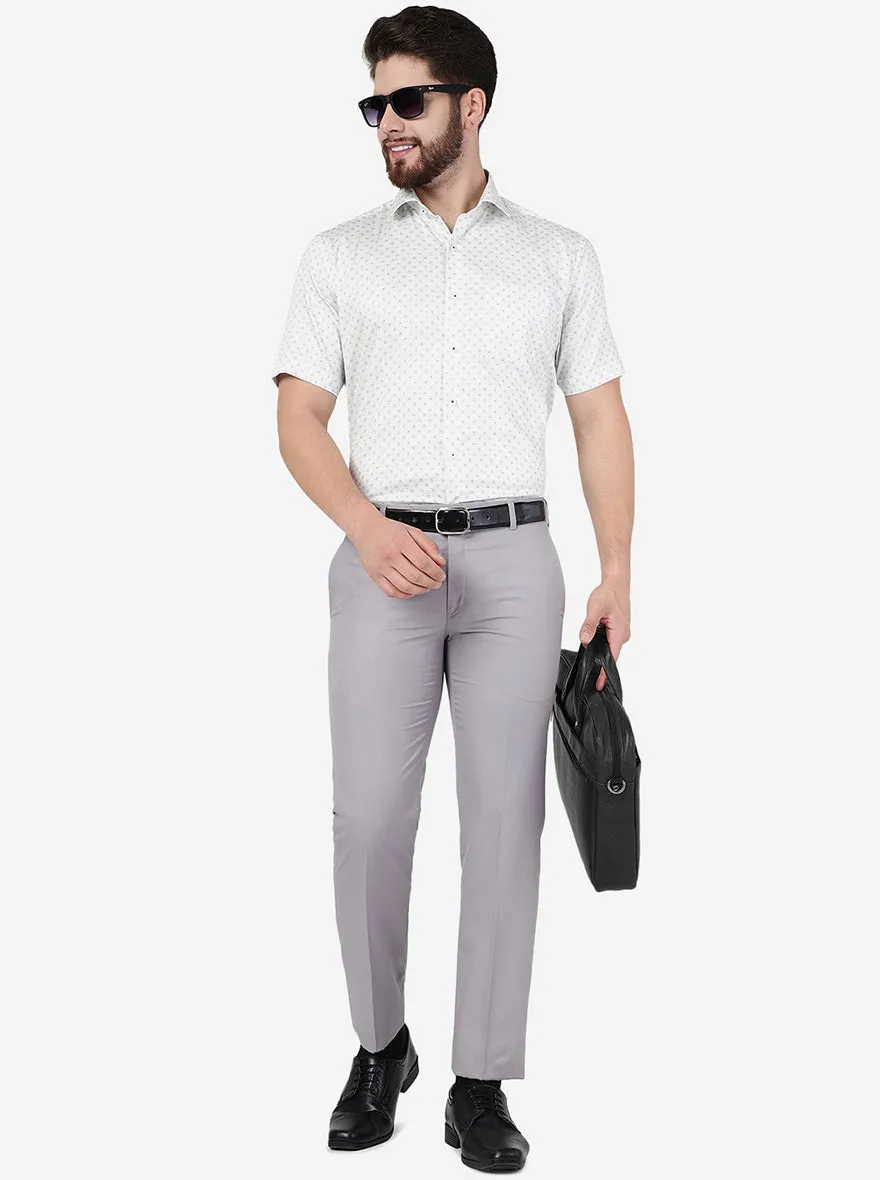 Grey Solid Slim Fit Formal Trouser | Metal