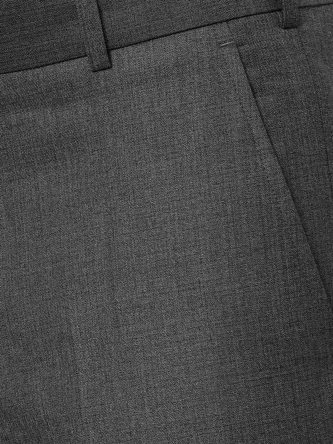 Grey Solid Slim Fit Formal Trouser | Metal