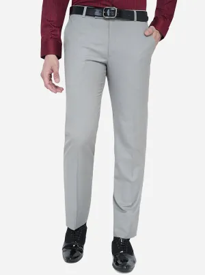 Grey Solid Slim Fit Formal Trouser | Metal