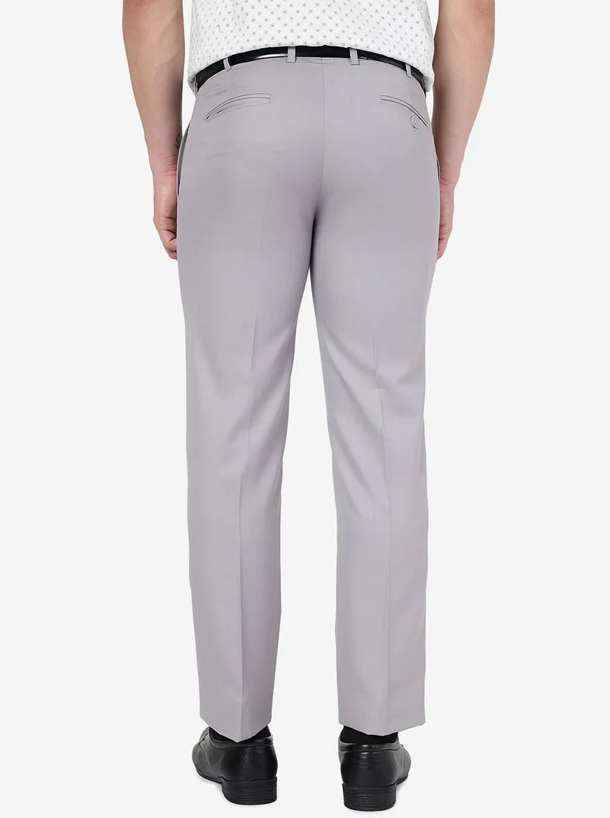 Grey Solid Slim Fit Formal Trouser | Metal