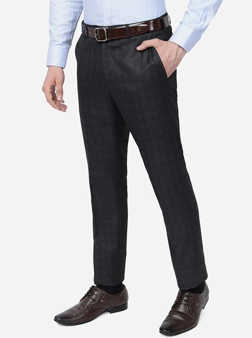 Grey Solid Slim Fit Formal Trouser | Metal