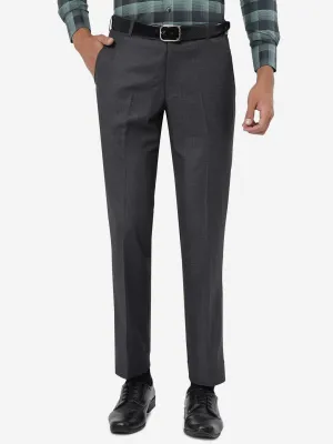 Grey Solid Slim Fit Formal Trouser | Metal