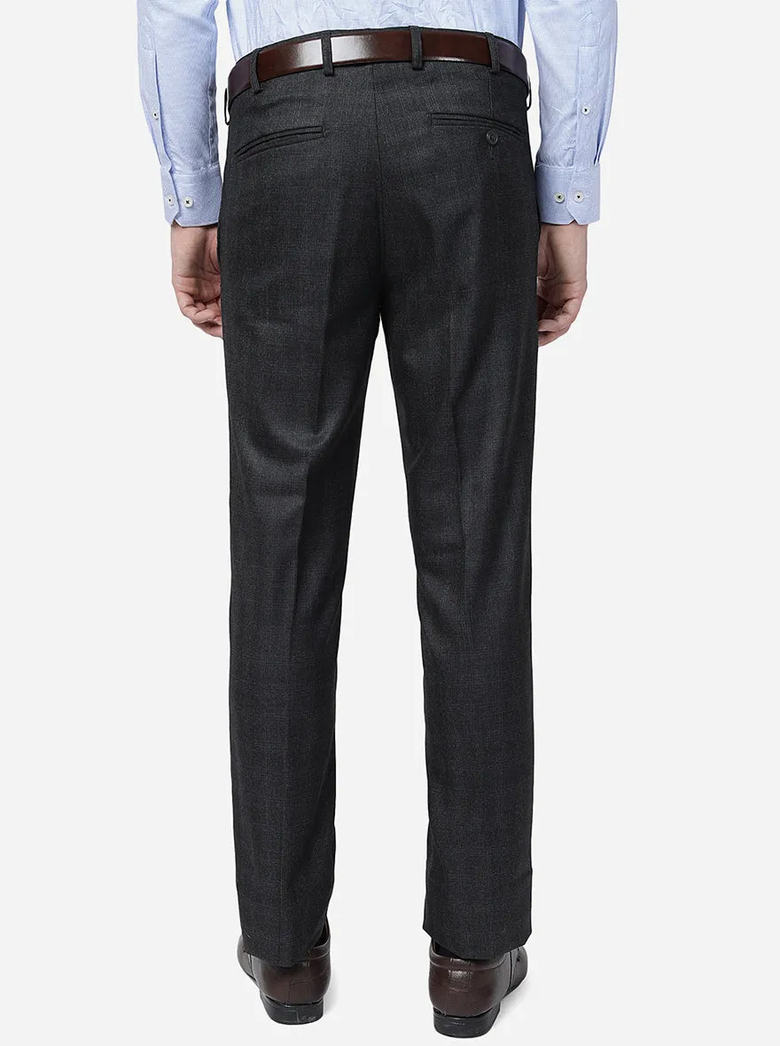 Grey Solid Slim Fit Formal Trouser | Metal