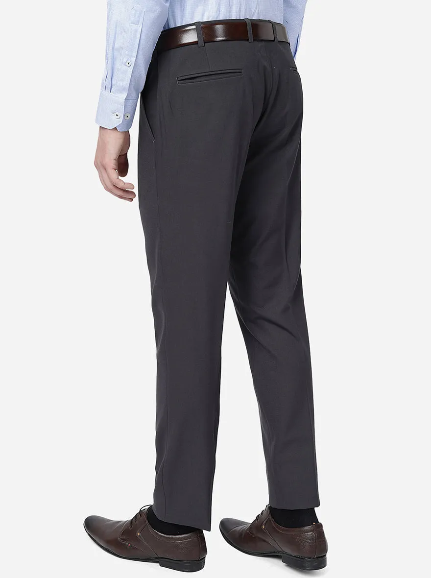 Grey Solid Super Slim Fit Formal Trouser | JadeBlue