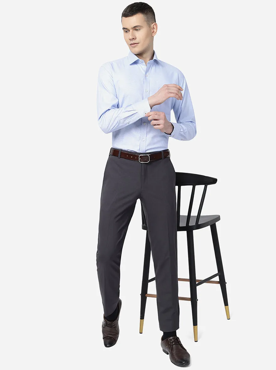 Grey Solid Super Slim Fit Formal Trouser | JadeBlue