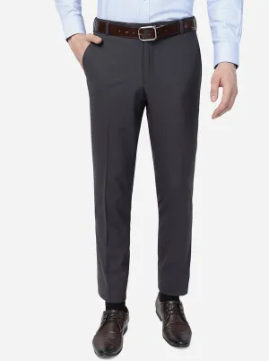 Grey Solid Super Slim Fit Formal Trouser | JadeBlue