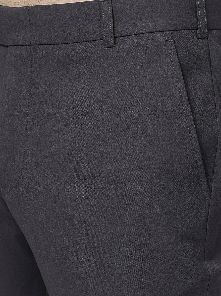 Grey Solid Super Slim Fit Formal Trouser | JadeBlue