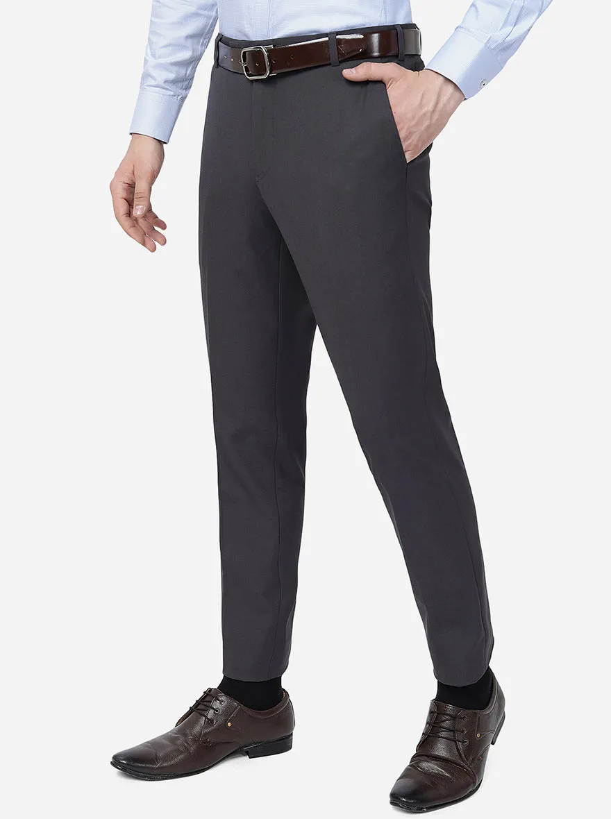 Grey Solid Super Slim Fit Formal Trouser | JadeBlue