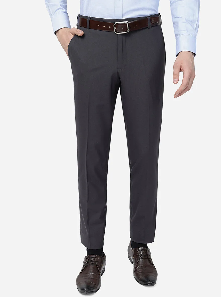 Grey Solid Super Slim Fit Formal Trouser | JadeBlue