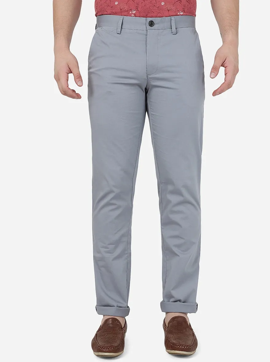 Grey Solid Uno Fit Casual Trouser | JadeBlue