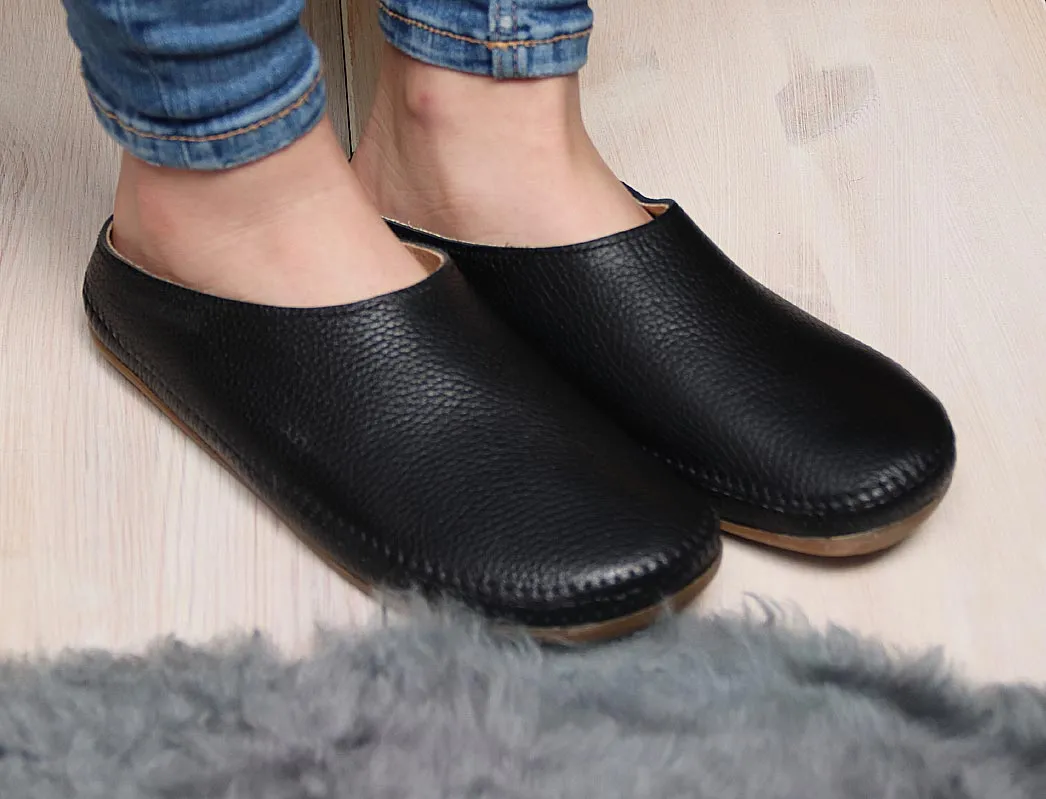 HAFLINGER Leather Slippers | Everest Softino, Black