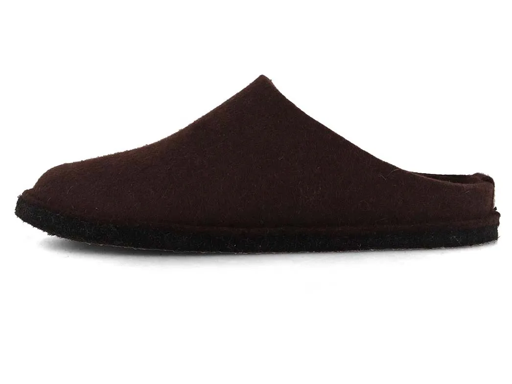 HAFLINGER Men Women Felt Slippers 'Flair Soft', espresso
