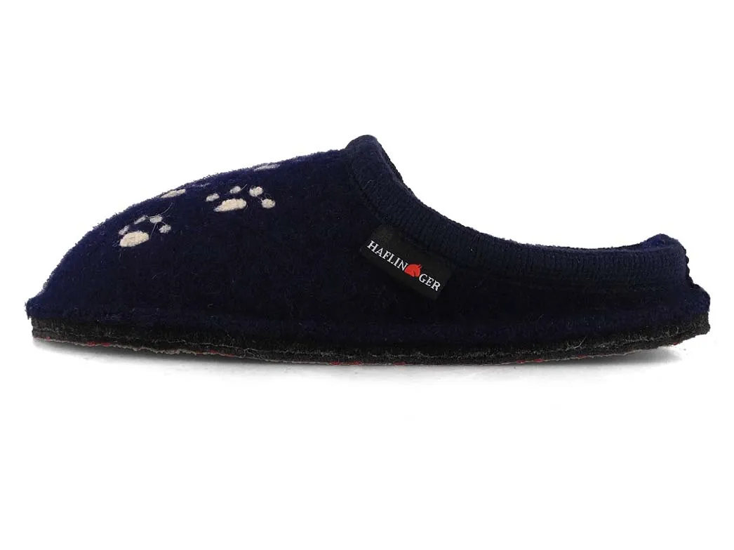 HAFLINGER Women Boiled Wool Slippers 'Flair Fido', dark blue