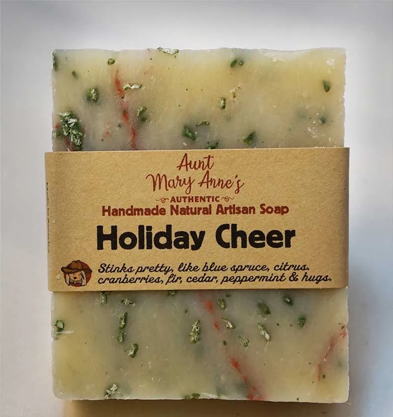Handmade Natural Soap Bar, Vegan, Holiday Cheer, Cold Process, Olive Oil & Shea Butter Body Soap