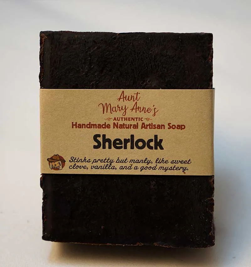 Handmade Natural Soap Bar, Vegan - Sherlock, Vanilla Clove, Cold Processed, Olive Oil & Shea Butter Body Soap