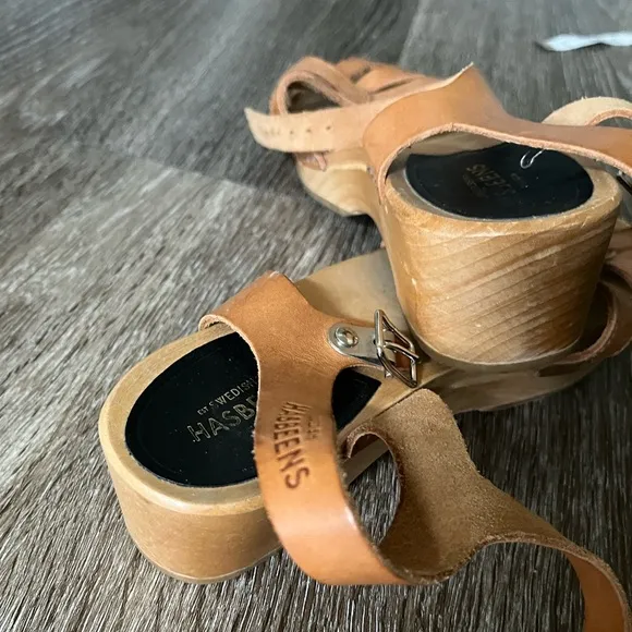 Hasbeens size 37, 6.5 debutant or mirja natural brown sandals