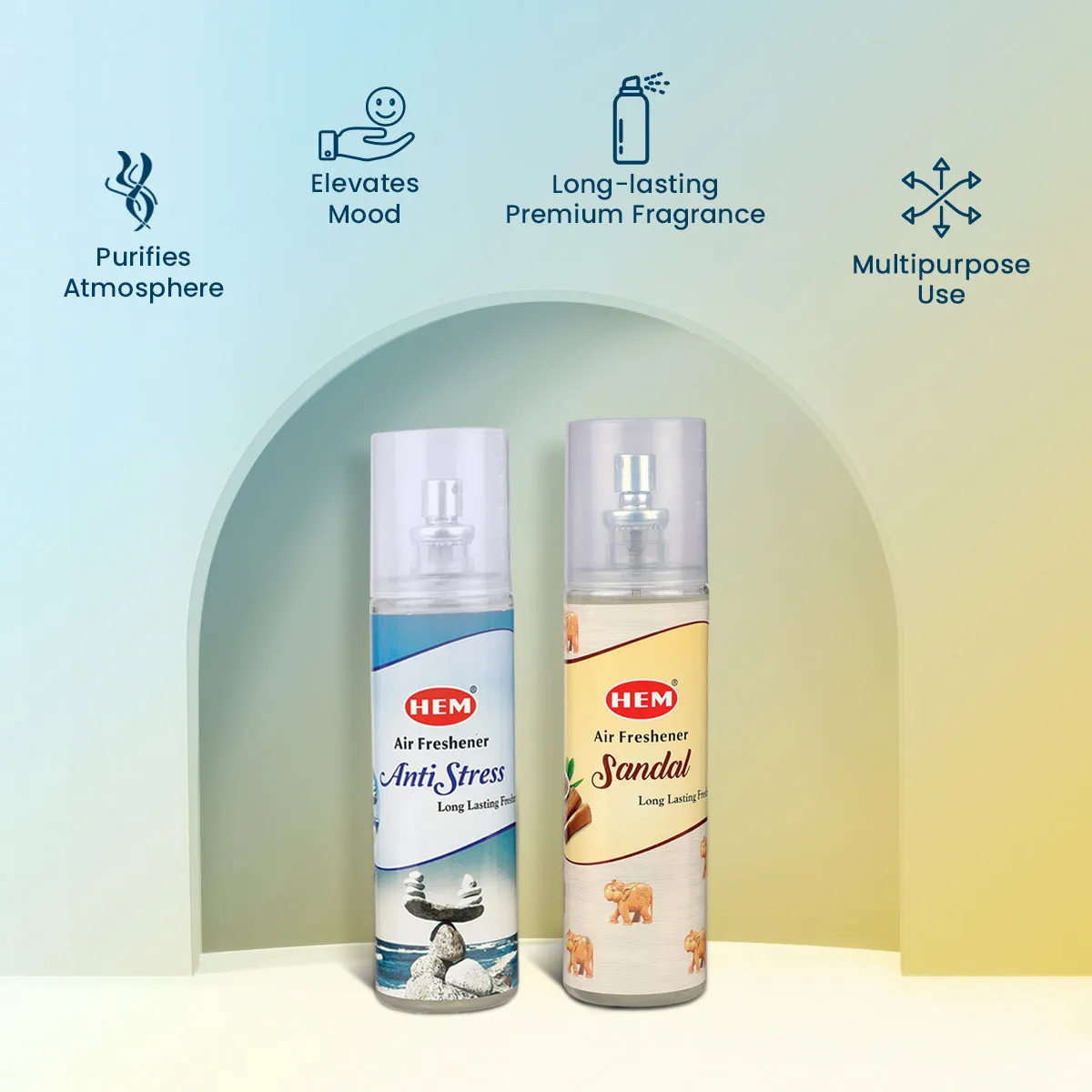 HEM Anti-Stress   Sandal Air Freshener Pack of 2 (200 ml Each)