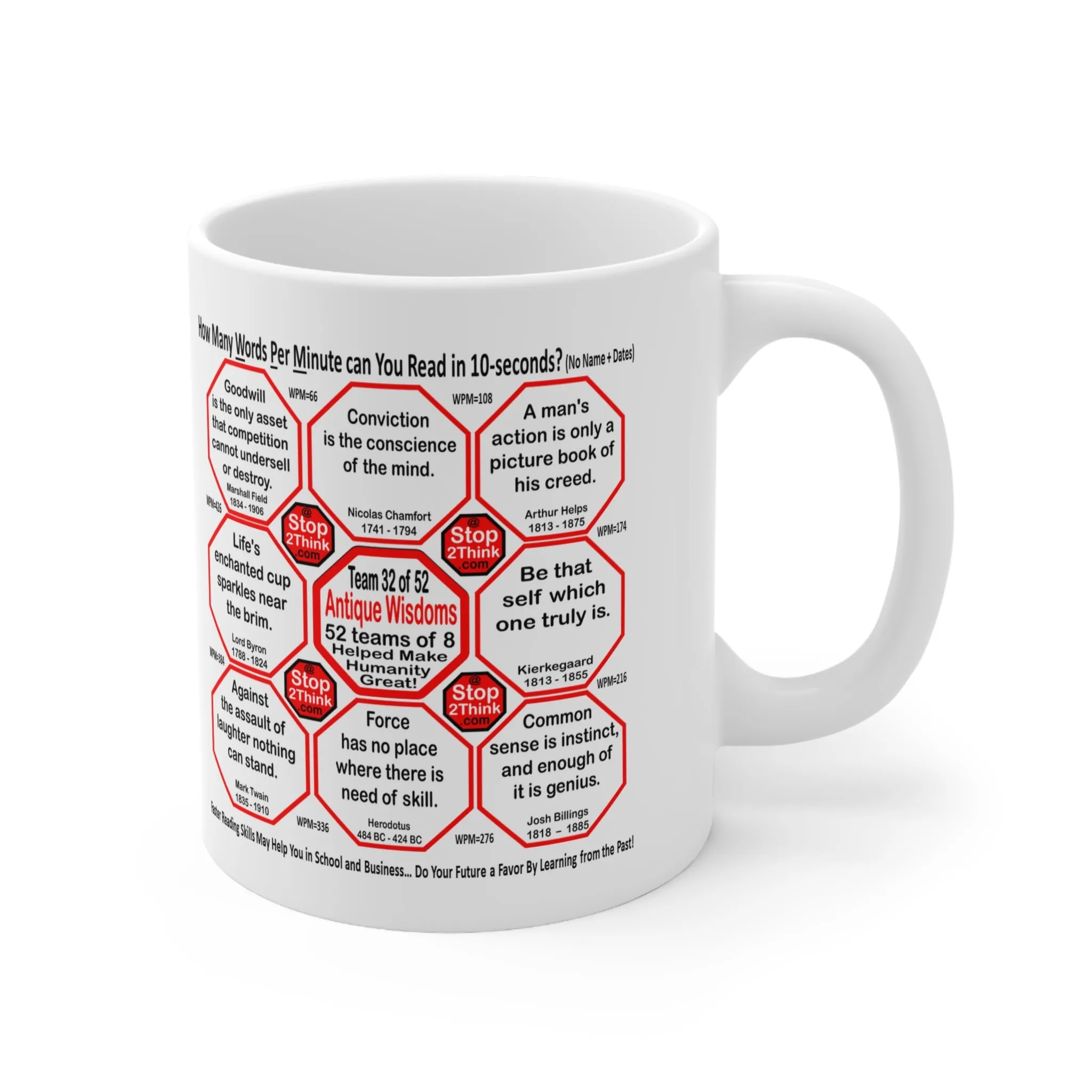 How Fast Can You Read Mug Wisdoms?   ...Teams 21 32 of 52   - Drink Wisely at Stop2Think.com